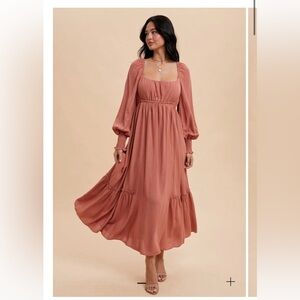 In Loom Long Sleeve Maxi Dress in Desert Rose NWT